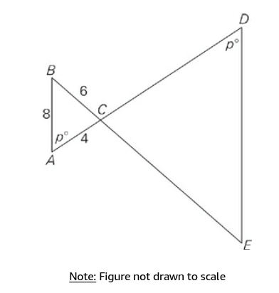GRE Which of the following are possible side lengths of triangle CDE.png