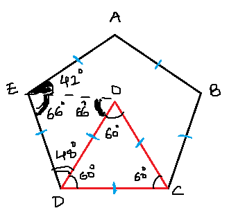 ABCDE is a regular pentagon with a point O in between, such that