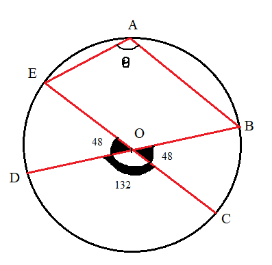 In the figure above, BD and CE are two diameters.png