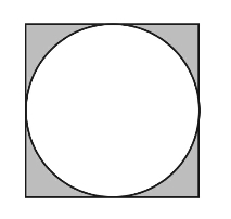 GRE In the figure shown, a circle with area π is inscribed in a square.+.jpg