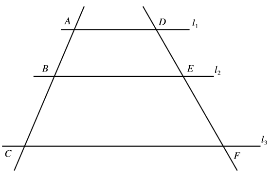 #GREpracticequestion  In the figure, lines l1, l2, and l3 are parallel to one another.jpg