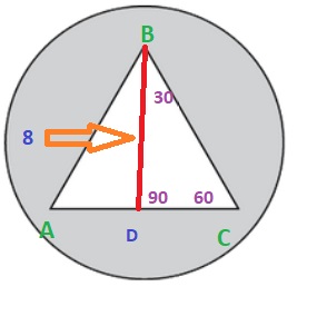 #greprepclub In the figure above, the height of the equilateral triangle is 8 and the radius of the circle is 7. .jpg